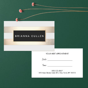 Stripes FAUX Gold Foil and Black Salon Appointment Card