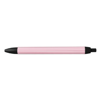 Stripes Flamingo Pink Black Ink Pen by Kullaz at Zazzle