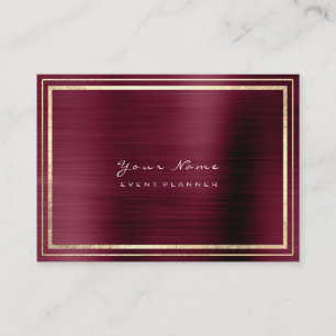Stripes Framed Minimal Metallic Burgundy Maroon Business Card