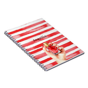 Stripes French Riviera Red Nail Polish Notebook