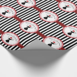 Stripes funny whimsical Santa cat Christmas Wrapping Paper