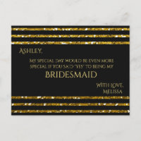 Stripes Glitter - Will You Be My Bridesmaid? Invitation Postcard