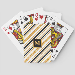 Stripes Gold Glitter Black Boho Popular Collection Poker Cards