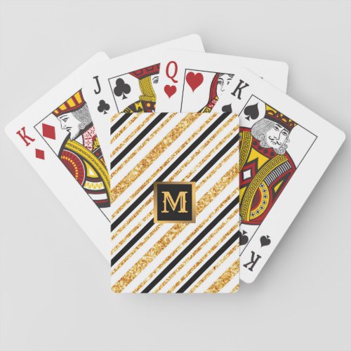 Stripes Gold Glitter Black Boho Popular Collection Poker Cards