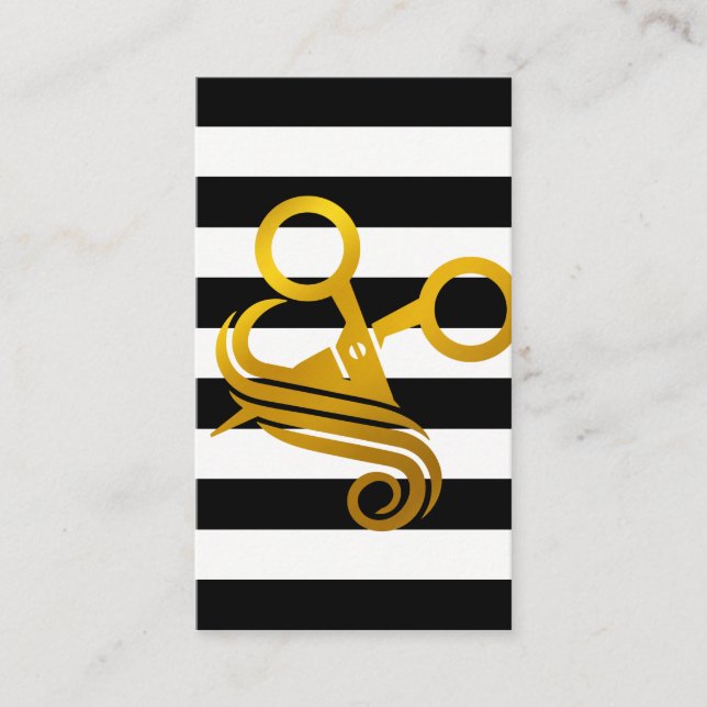 Stripes | Golden Scissors Appointment Card (Front)