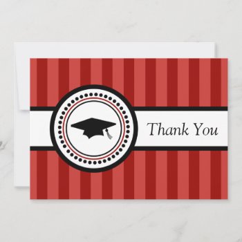 Stripes Graduation Cap Thank You Card (maroon) by WindyCityStationery at Zazzle