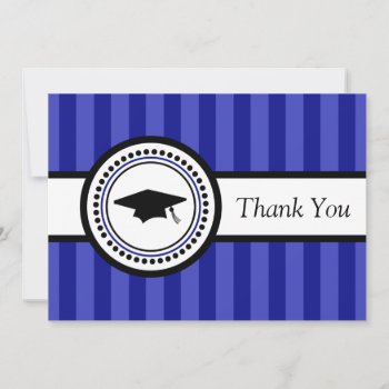 Stripes Graduation Cap Thank You Card (navy Blue) by WindyCityStationery at Zazzle