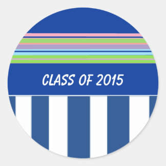 Stripes Graduation Year Classic Round Sticker