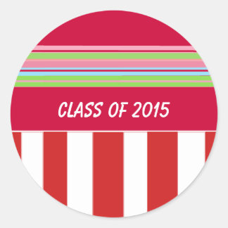 Stripes Graduation Year Classic Round Sticker