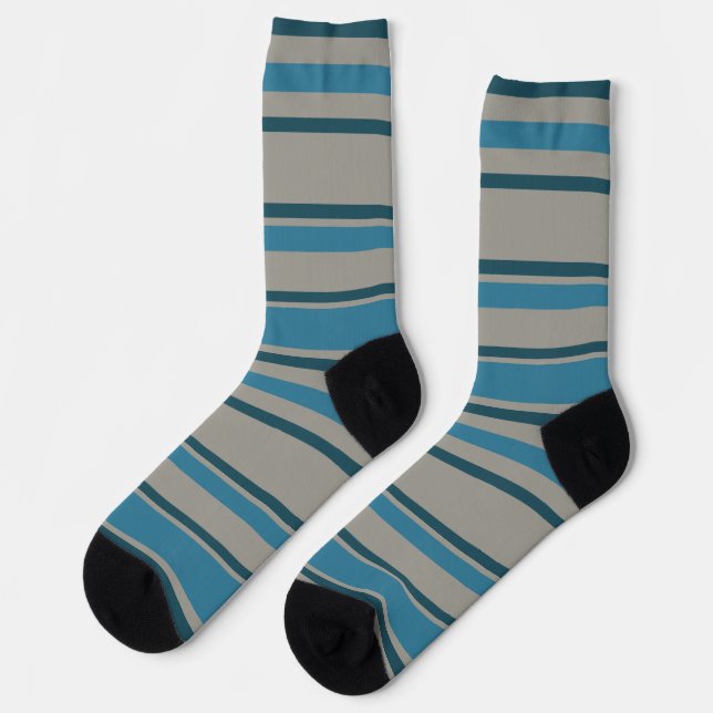 Stripes Gray and Blue Socks (Left)