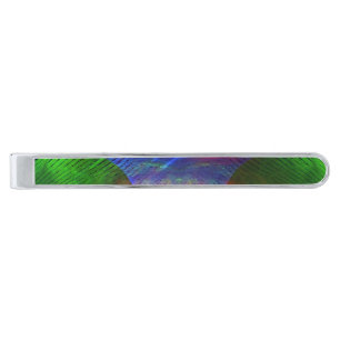 Stripes Green N Blue Feather Abstract Tie Bar