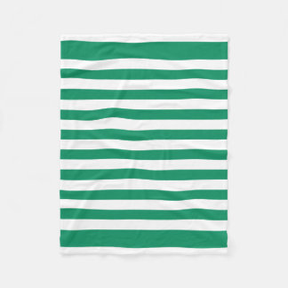 Stripes | Green & White | Customizable | Fleece Blanket