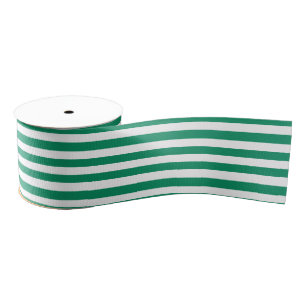 Stripes Green & White Customizable Grosgrain Ribbon