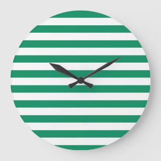 Stripes | Green & White | Customizable | Large Clock