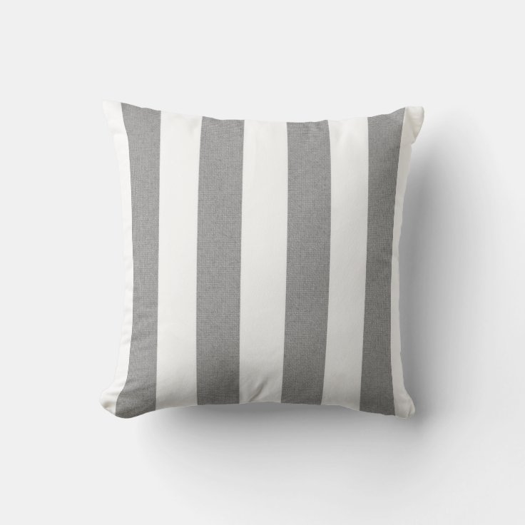 Stripes Grey and White Throw Pillow Zazzle