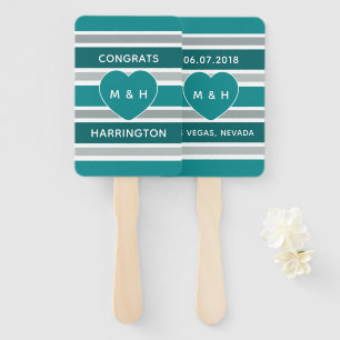 Stripes & Heart custom text hand fans