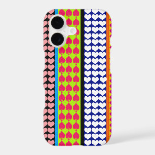 Stripes Hearts Diamonds Boho Mixed Design iPhone 17 Case