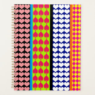 Stripes Hearts Diamonds Boho Mixed Design Planner