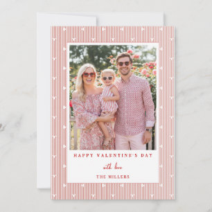 Stripes & Hearts Happy Valentine's Day Photo Card