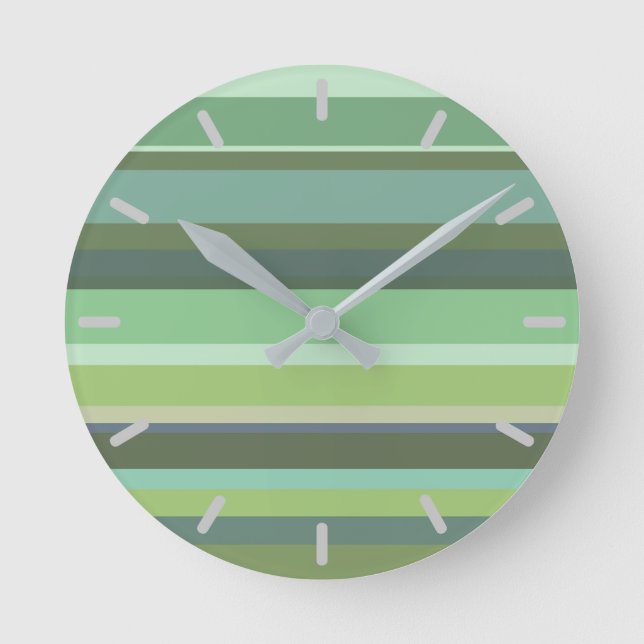 Stripes horizontal green round clock (Front)