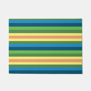 Stripes I, Blue,Green, Yellow Lines Door Mat