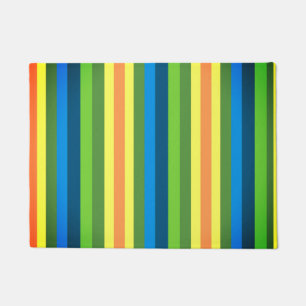Stripes I, Blue,Green, Yellow Lines Door Mat