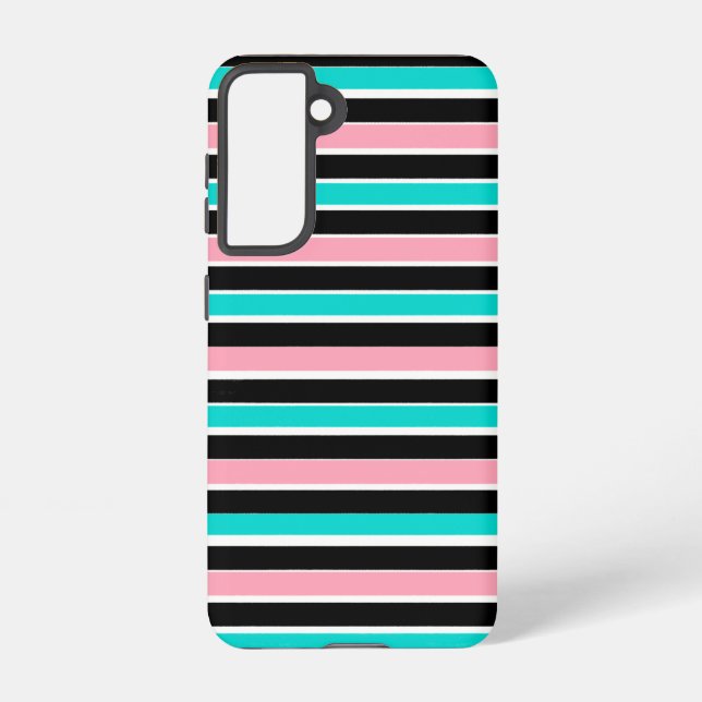 Stripes in Black Pink and Blue Samsung Galaxy Case (Back)