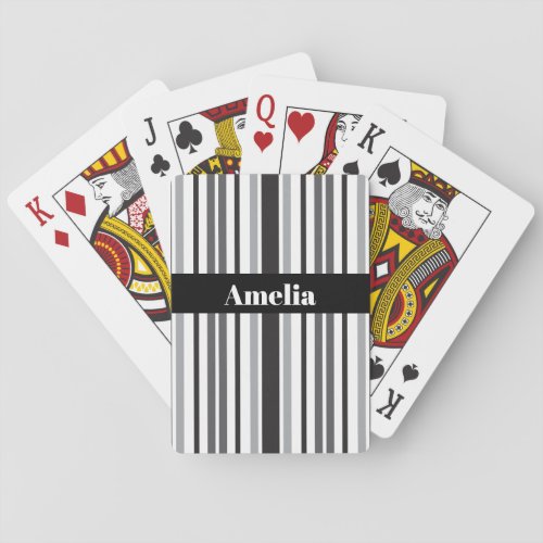 Stripes in Gray Black White Personalize Playing Cards