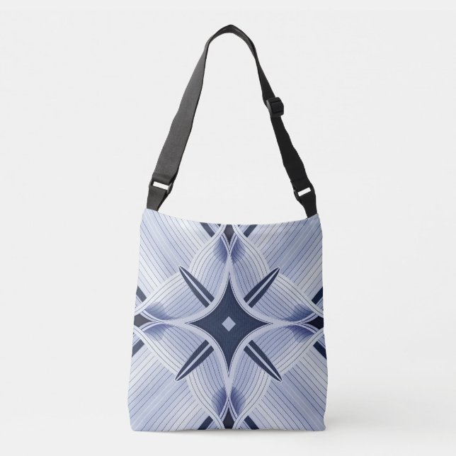 Stripes in harmony blue and grey crossbody bag (Front)
