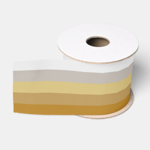 Stripes in Light Silver to Dark Gold Hues Grosgrain Ribbon