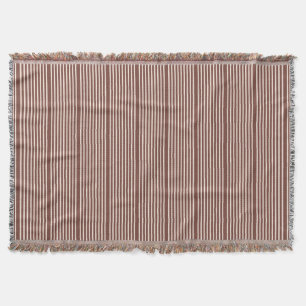 Stripes in natural colors brown and pale pink throw blanket