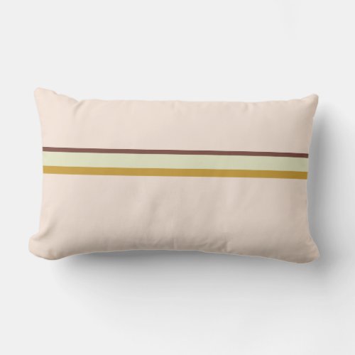 Stripes in natural colors on pale pastel pink lumbar pillow