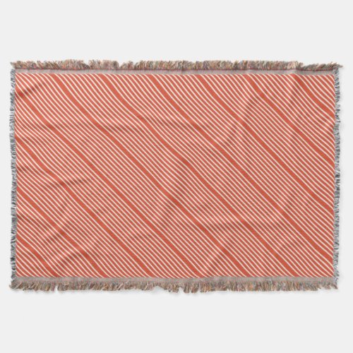 Stripes in natural colors warm red and pale pink throw blanket