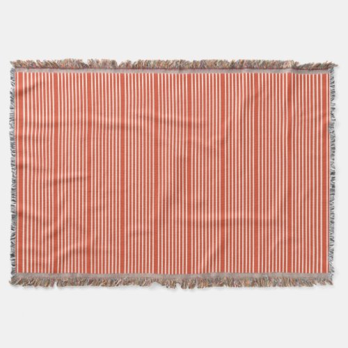 Stripes in natural colors warm red and pale pink throw blanket