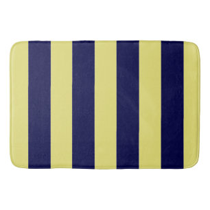 Stripes in Navy Blue and Yellow Bath Mat