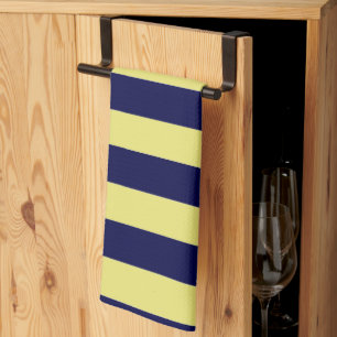 Stripes in Navy Blue and Yellow Kitchen Towel