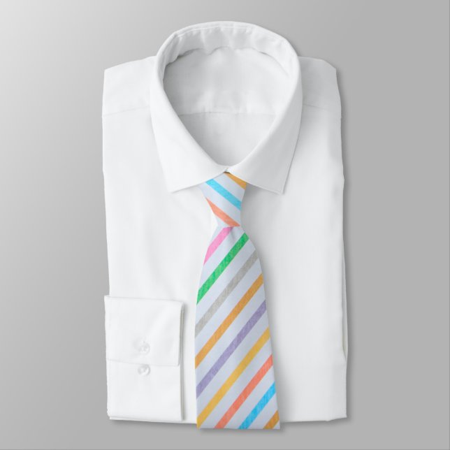 Stripes in pastel colors neck tie (Tied)