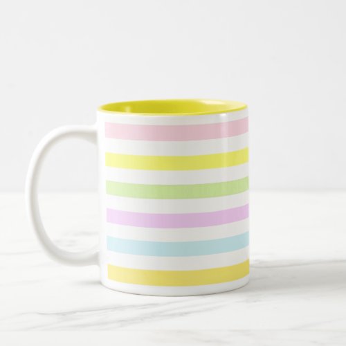 Stripes in Pastel Colors Two_Tone Coffee Mug