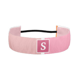 Stripes in pink, white and orange with Monogram Athletic Headband