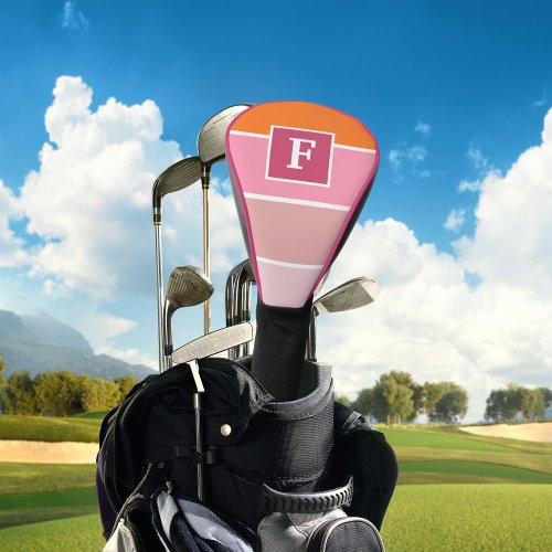 Stripes in pink white and orange with Monogram Golf Head Cover