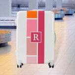 Stripes in pink, white and orange with Monogram Luggage<br><div class="desc">Stripes from soft to bold pink and orange colors with your Monogram. Travel in Style with this personalized luggage.</div>