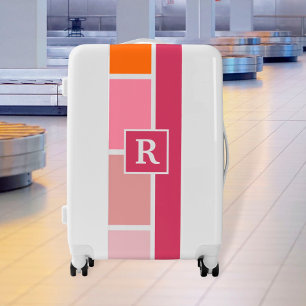 Stripes in pink, white and orange with Monogram Luggage