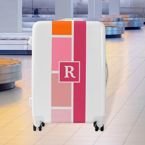 Stripes in pink white and orange with Monogram Luggage