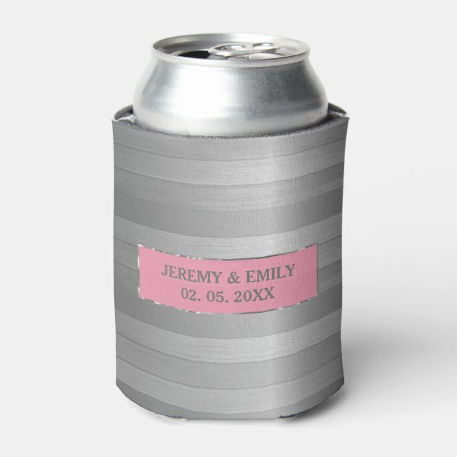 Stripes In Shades Of Gray Can Cooler (Can Front)