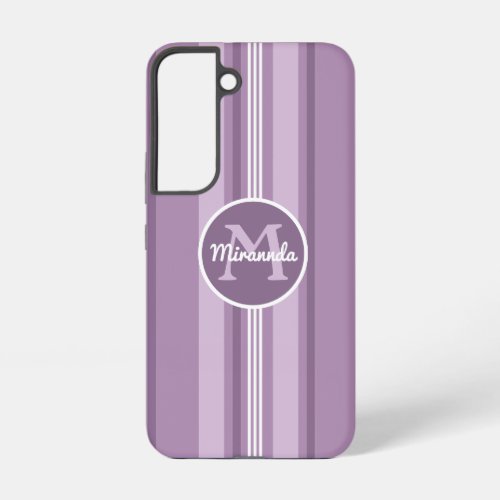 Stripes in Shades of Violet with white accents Samsung Galaxy S22 Case