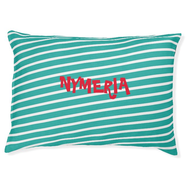 Stripes in Teal Dog Bed (Front)