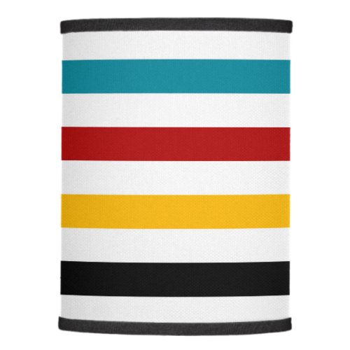 Stripes in white turquoise red yellow and black lamp shade