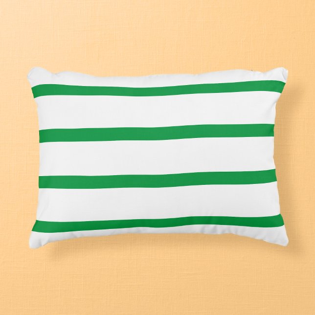 Stripes Kelly Green and White Minimal Wide  Accent Pillow (Creator Uploaded)