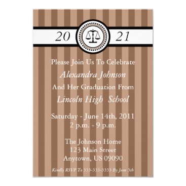Stripes Law School Graduation Invitations (Brown) Stripes Law School Graduation Invitations (Brown)