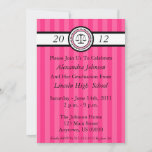 Stripes Law School Graduation Invitations Hot Pink at Zazzle